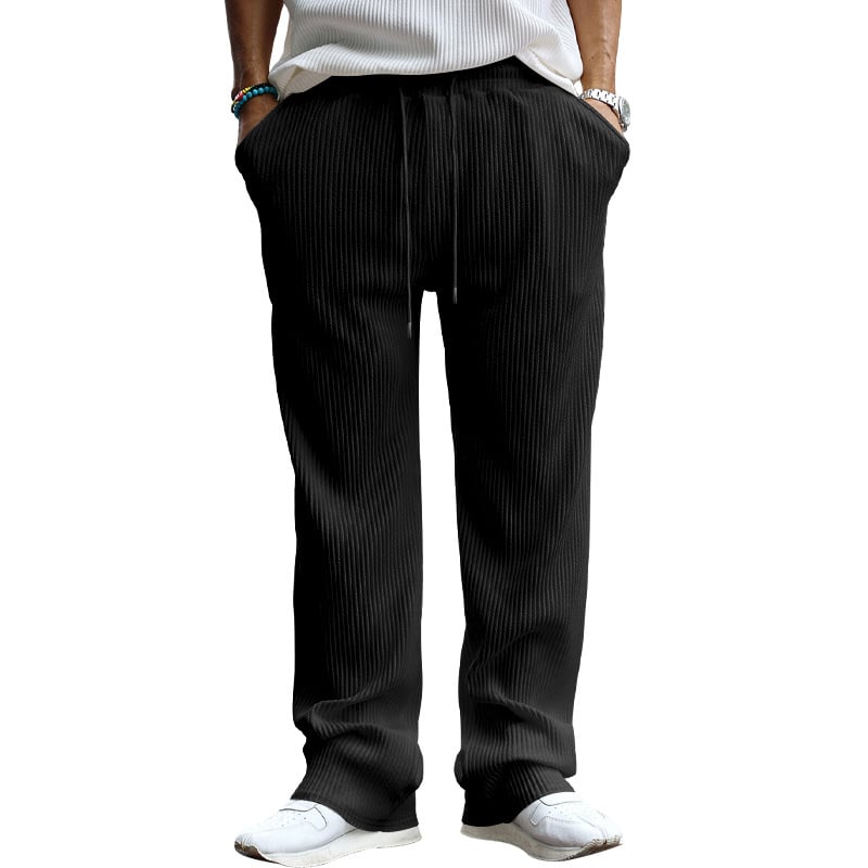 2024 New Fashion Men's Drawstring Pants Mid Waist Straight Leg Long Pants