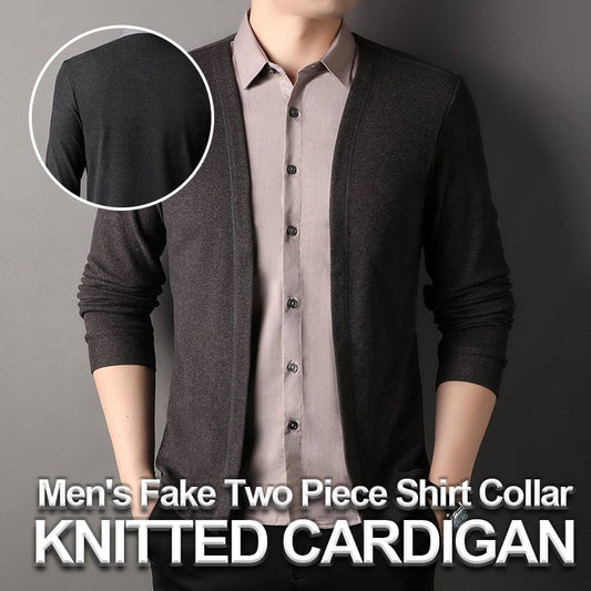 Men's Fake Two Piece Shirt Collar Knitted Cardigan (Free Shipping)