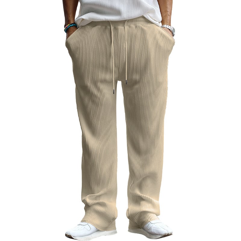 2024 New Fashion Men's Drawstring Pants Mid Waist Straight Leg Long Pants