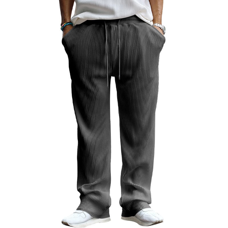 2024 New Fashion Men's Drawstring Pants Mid Waist Straight Leg Long Pants