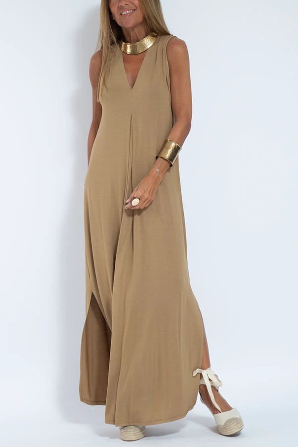 🔥Elegant Solid Color Sleeveless Maxi Dress(BUY 2 FREE SHIPPING)